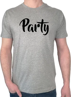 Produktbild von Huuraa Herren T-Shirt Party Schriftzug L Sport Grey Bio Baumwolle Fairtrade Herrenshirt Geschenkidee