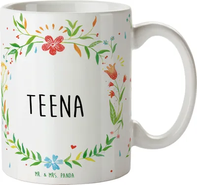 Produktbild von Mr. & Mrs. Panda Kaffeetasse Teena - Geschenk, Kaffeebecher, Tasse, Motivtasse, mit Spruch, Becher