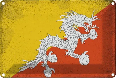 Produktbild von vianmo Blechschild 20x30 cm Bhutan Vintage Flagge Fahne Wappen
