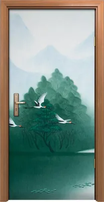 Produktbild von Türposter 90x200 cm Türaufkleber Türtapete Türfolie Klebefolie Chinesische Malerei von Vogelkräne