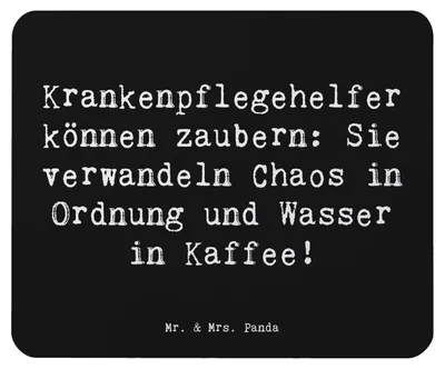Produktbild von Mr. & Mrs. Panda Mauspad Spruch Krankenpflegehelfer Zauberer - Schwarz - Geschenk, Danksagung, Mousepad, kreative Geschenke, Beruf, Krankenpflege, Mouse Pad, Pflegekraft