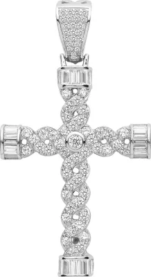 Image de Pendentif Femme Croix Argent fin 925 avec Oxyde de Zirconium - 48mm*26mm; TRS27909