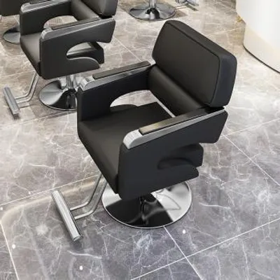 Produktbild von 360Home Friseurladen 360° Drehung Höhenverstellbar Stuhl Friseur Salon Silber Schwarz【MFY36HYY】