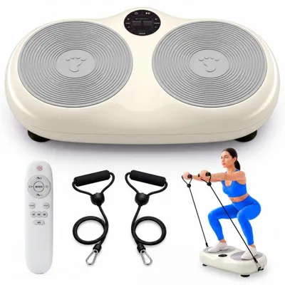 Image de Plateforme vibrante Mobiclinic 150 kg 99 vitesses 9 programmes Bandes élastiques Écran et télécommande Blanc Karol