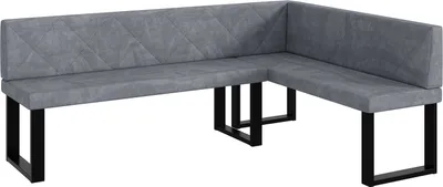 Produktbild von MEBLINI Eckbank für Esszimmer - Küchenbank - Essecke - Sitzecke Küche - ERIC - U-Beine 142x196x87cm Rechts - Grau Samt