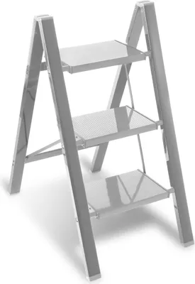 Produktbild von Stehleiter Klappleiter 3 Stufen Silber Trittleiter Klapptritt Alu