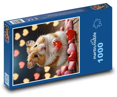Produktbild von Puzzle 1000 Niedliches Hamster mit Herzen - martinpuzzle
