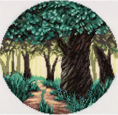 Produktbild von Panna Kreuzstich Set "Sonniger Wald", Zählmuster, Diam. 17,5cm