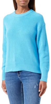 Productafbeelding van Jack & Jones damespullover, model Jxmila Twist, geribbelde halslijn, kleur: Aquarius, maat: XS