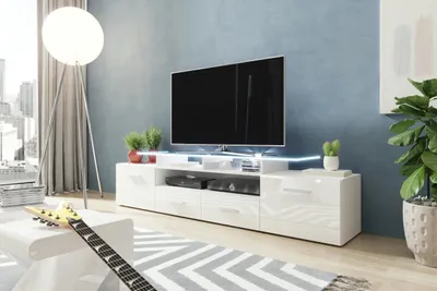 Obrázek produktu pro Televizní stolek SOBRAL - bílý / lesklý bílý