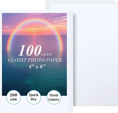 Obrázek produktu pro Lesklý fotopapír, formát 10 x 15 cm, gramáž 200 g/m², balení 100 listů, určený pro tisk fotografií