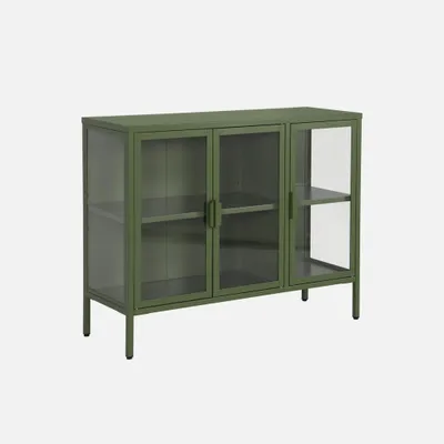 Immagine prodotto di Credenza industriale in metallo e vetro temperato 3 ante, 100cm