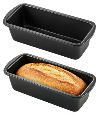 Productafbeelding van Bakvormen, 2 stuks, rechthoekig, broodvorm, 19,8 x 9,5 x 5,6 cm, koolstofstaal, antiaanbaklaag, zwart
