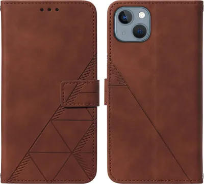 Produktbild von iPhone 13 Hülle, Schlank Prägung Flip Leder Kartenfächer Schutzhülle mit Ständer für iPhone 13 Braun