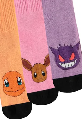 Produktbild von Pokémon Socken Uni Glumanda, Evoli, Gengar multicolor EU 39-42