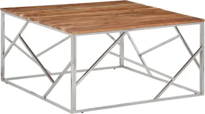 Produktbild von Couchtisch Silbern Edelstahl und Massivholz Akazie