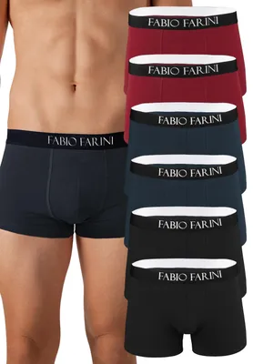 Produktbild von Fabio Farini - 6 Stück Herren Boxer Unterhosen Baumwolle - Männer Retroshorts angenehme Passform und Pflegehinweis aufgedruckt