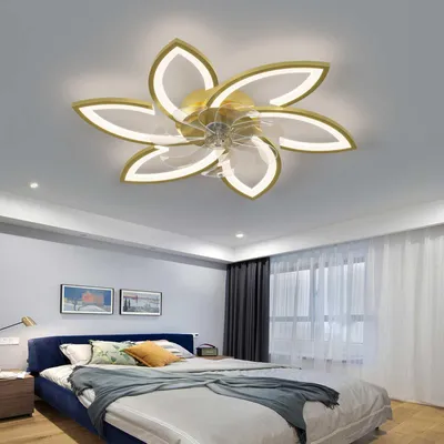 Immagine prodotto di AIORBER Ventilatore da soffitto moderno con illuminazione a LED, lampada da soffitto dimmerabile tramite app e telecomando, 6 livelli di velocità, silenzioso, per camera da letto e soggiorno, colore oro