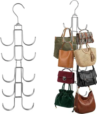 Image de Support pliable pour sac à main, en métal, couleur argent, utilisable de manière universelle