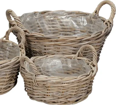 Produktbild von Pflanzkorb FARMER grau braun D40cm Kooboo Rattan Rattankorb - GROSS