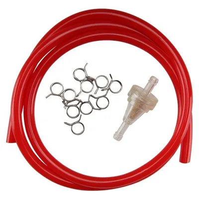 Produktbild von Benzinfilter + Benzinschlauch Rot 100 cm + Federklemme im Set für Peugeot Speedfight