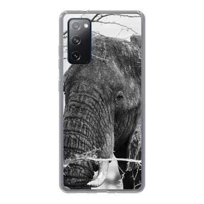 Produktbild von MuchoWow® Handyhülle Schutzhülle Hülle für Samsung Galaxy S20 FE Elefant - Tiere - Äste - Natur - Schwarz und weiß Silikon Softcase Handy Hülle - Abdeckung