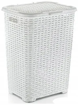Imagen del producto de Cesta de ropa Katex, ratán, 45 litros, plástico, blanca