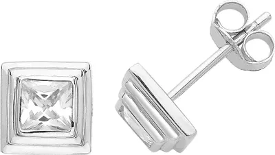 Produktbild von Edle 925 Sterling Silber Damen - Paar Ohrstecker mit Zirkonia - 7mm*7mm; TRS27485