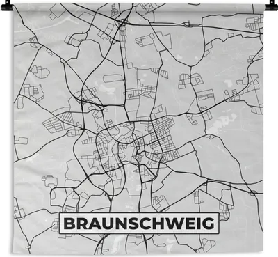 Produktbild von MuchoWow® Wandteppich Wandbehang Deutschland - Stadtplan - Braunschweig - Karte 150x150 cm Tapisserie Dekoration Wandtuch - Wohnaccessoires - Modernes