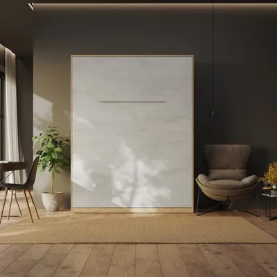 Produktbild von Schrankbett SMARTBett 160x200cm Vertikal  Klappbett & Wandbett Wildeiche/Beton Ohne