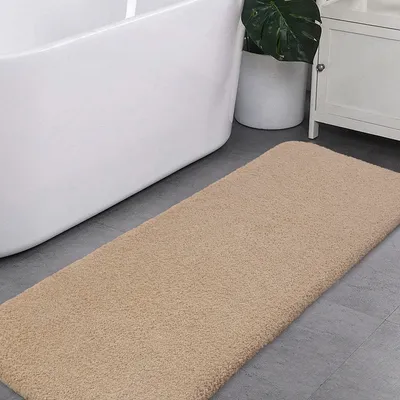 Obrázek produktu pro Koupelnová rohož extra silná a velmi měkká – protiskluzová a vysoce savá – vhodná pro praní v pračce – 50 x 122 cm – béžová