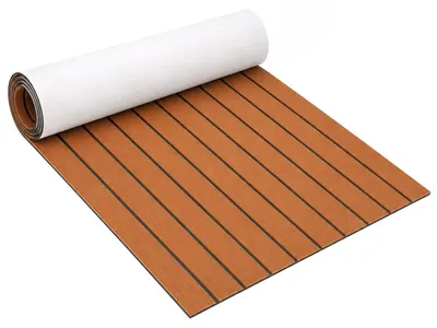 Produktbild von Vigevee Bodenbelag Matte Rutschfest Deck Teppich Teak EVA Schaum Yacht Bodenmatte Selbstklebend Fußboden Deck Matte Braun 240x60cm
