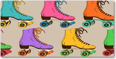 Produktbild von Tulup® Glas-Bild - 100x50 -Wandkunst - Wandbild hinter gehärtetem Sicherheitsglas  - Sonstige - Bunte Rollschuhe - Mehrfarbig