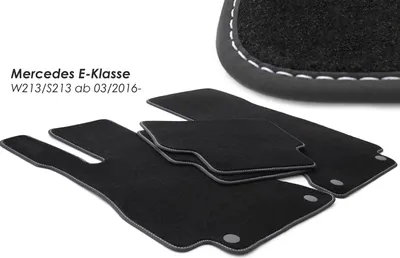 Obrázok produktu pre Podlahové koberčeky Mercedes triedy E W213 kombi S213 AMG velúr v originálnej kvalite prémiové koberčeky 4-dielne - strieborné prešívanie