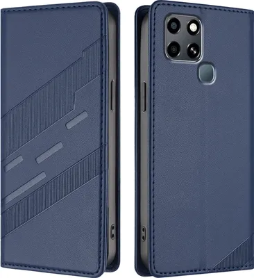 Produktbild von Hülle für Infinix Smart 6/Smart 6 Plus/Smart 6 HD, Kunstleder Brieftaschen Handyhülle mit Kartenfach und Standfunktion Blau