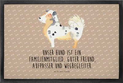 Produktbild von Mr. & Mrs. Panda fußmatte Hund Australien Shepherd 50 x 75 cm - Hundeglück - Geschenk, Bodenvorleger, Spruch, Schmutzfangteppich, Sprüche, Türmatte, Sauberlaufmatte