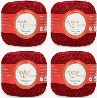 Immagine prodotto di 4x Anchor Freccia 12 – Filato di cotone sottile per lavori all'uncinetto delicati (Colore 08047)