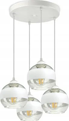 Produktbild von LUXOLAR - Led Deckenleuchte - Deckenlampe 4 flammig Weiß E27 60W - Hängelampe wohnzimmer für Wohnzimmer, Küchen - Weiß Glas Kugeln