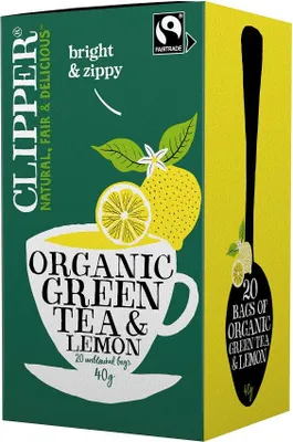 HERBATA ZIELONA Z CYTRYNĄ FAIR TRADE BIO (20 x 2 g) 40 g - CLIPPER
