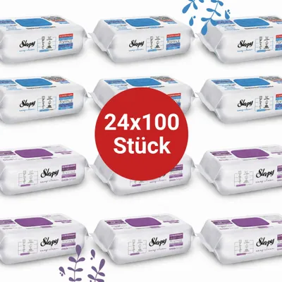 Immagine prodotto di Salviette detergenti per superfici Sleepy Easy Clean – 12x100 Orchidea + 12x100 Blu | Sporco ostinato