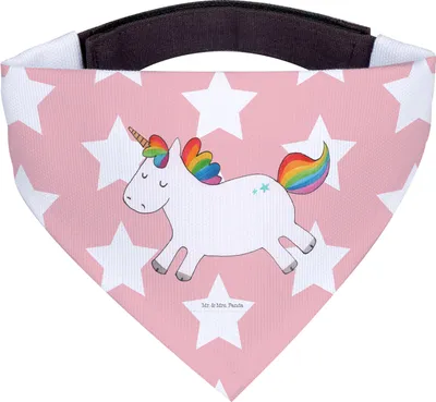 Produktbild von Mr. & Mrs. Panda Hunde-Bandana Einhorn Happy - Rot Pastell - Geschenk, Bandana, Halstuch für Hund, Unicorn, Einhörner, Freude, Lachen, Tuch Hunde, Dreieckstuch