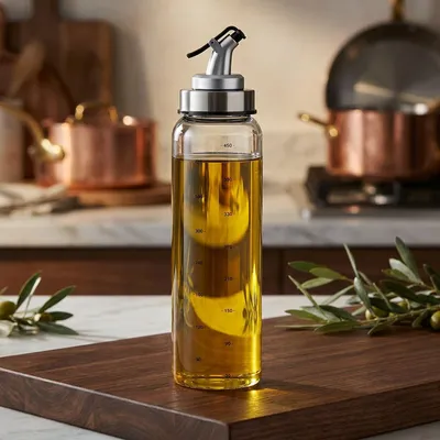 Zdjęcie produktu dla Zestaw dozowników oliwy Intirilife 2-częściowe butelki na ocet i oliwę wykonane ze szkła 450 ml wielofunkcyjne - do porcjowanego nalewania bez rozlewania