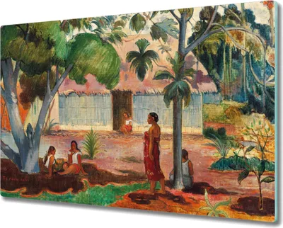 Produktbild von Coloray Hackbrett Herdabdeckplatte 80x52 cm Küchenbrett Kochplattenabdeckung Schneidebrett - Die Dorfhütten Eingeborenen Gauguin