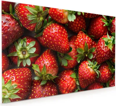 Produktbild von Küchenrückwand Spritzschutz Glas mit Motiv Frische Erdbeeren 40 x 40 cm