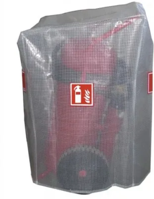 Produktbild von Gitternetzschutzhaube für 50kg Feuerlöscher Symbol ISO 7010