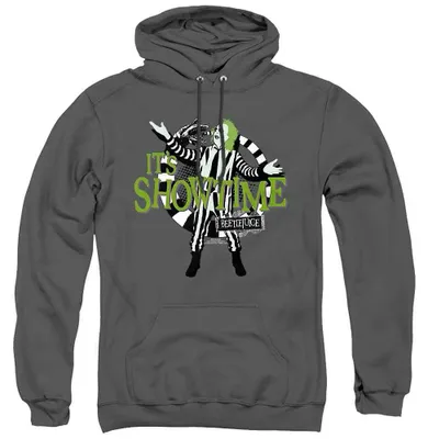 Immagine prodotto di Felpa con cappuccio "It's Showtime" ispirata a Beetlejuice, unisex, per uomo/donna, modello TV38407 (XXL), colore antracite, Immagine generata dall'IA