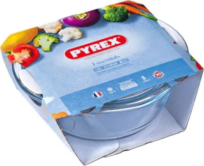 Image de Petit plat rond en verre résistant à la chaleur avec couvercle 1,4l Pyrex