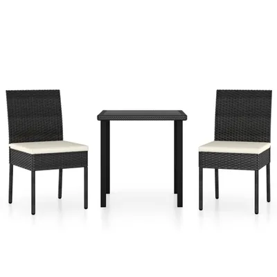 Obrázek produktu pro vidaXL 3dílný zahradní jídelní set Poly ratan Black