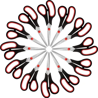 Produktbild von Belle Vous Haushaltsschere Set (12er Pack) - 21cm Gesamtlänge - Scharfe Haushaltsschere Edelstahl - Weiche Komfortgriffe - Bastelschere Schule, Büro