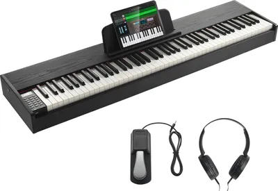 Obrázok produktu pre Digitálne piano VEVOR, 88 klávesov, elektrické piano, dvojitá klaviatúra a reproduktor so sustain pedálom, slúchadlá, 200 tónov a rytmov, podpora Bluetooth/USB/MIDI,